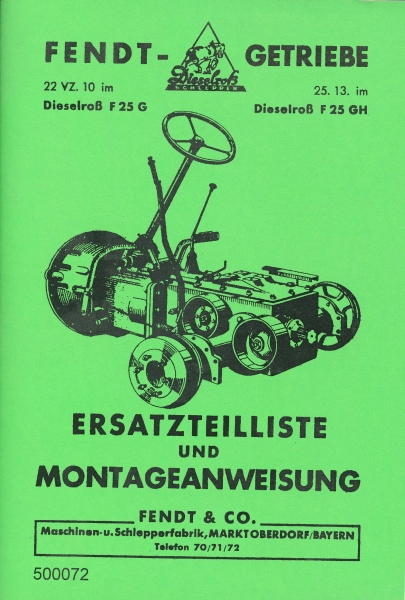 Ersatzteilliste und Montageanleitung für Fendt Getriebe 22 VZ.10